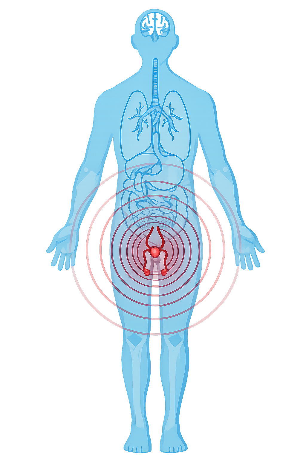 cuerpo humano con prostata destacada